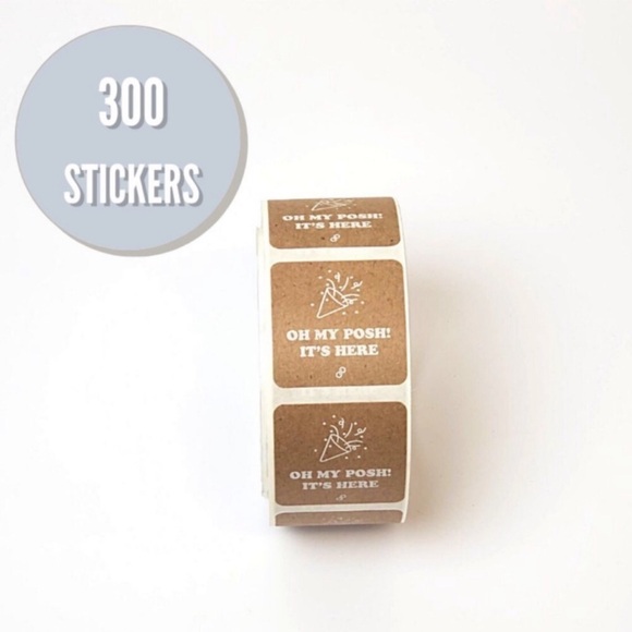 New in Package 300 Oh My Posh! It’s Here Recycled Kraft Stickers Poshmark Logo - Picture 4 of 6